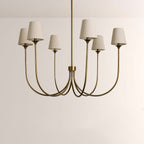 Saige 6 - Light Curved Arm Chandelier with Linen Shades - Cyran Lamps