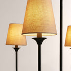 Saige 6 - Light Curved Arm Chandelier with Linen Shades - Cyran Lamps