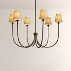 Saige 6 - Light Curved Arm Chandelier with Linen Shades - Cyran Lamps