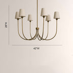 Saige 6 - Light Curved Arm Chandelier with Linen Shades - Cyran Lamps