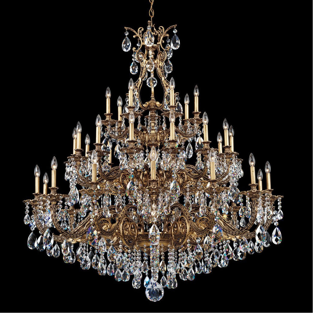 Saphie 35 Light Chandelier Florentine Bronze Heritage Crystal - Cyran Lamps