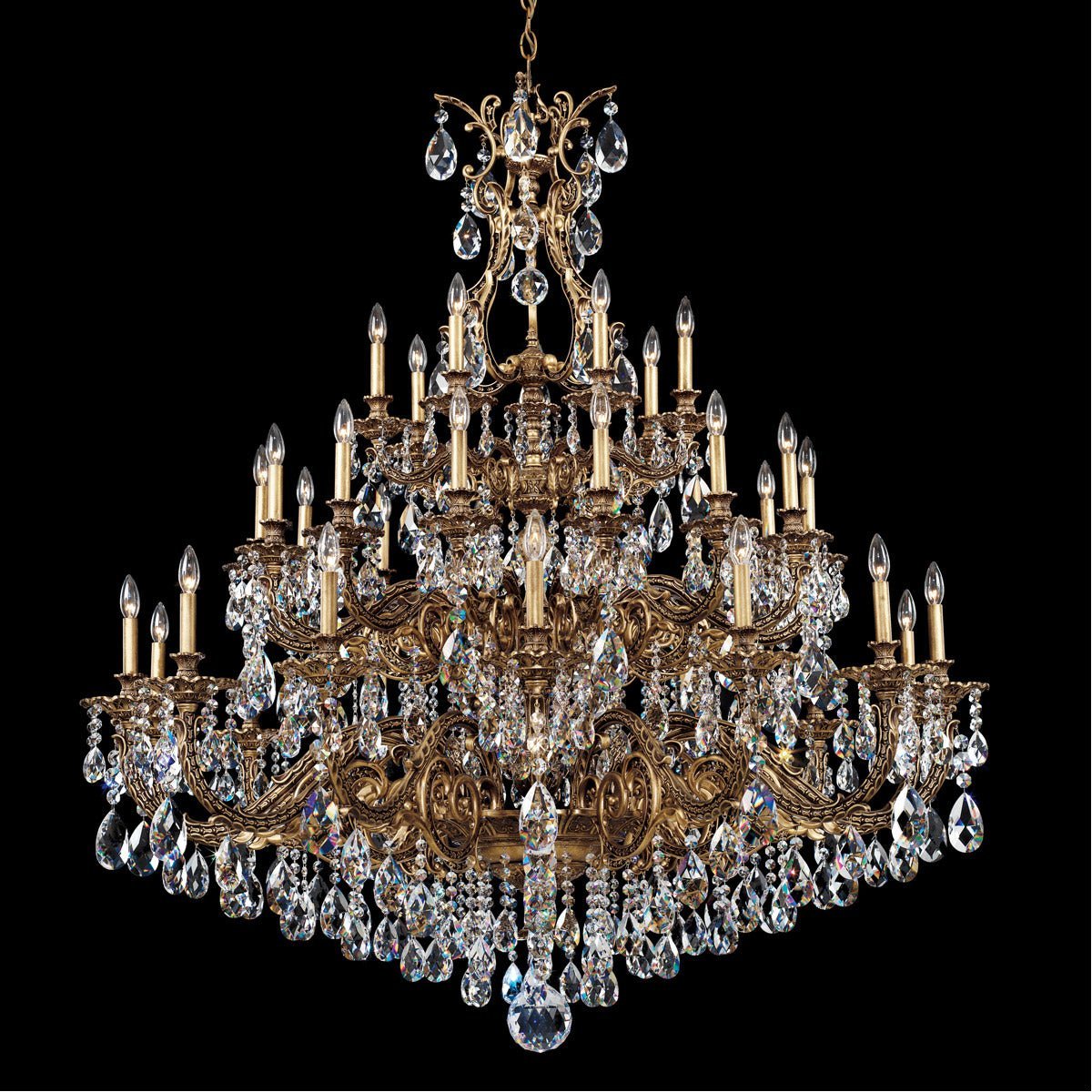 Saphie 35 Light Chandelier Florentine Bronze Heritage Crystal - Cyran Lamps
