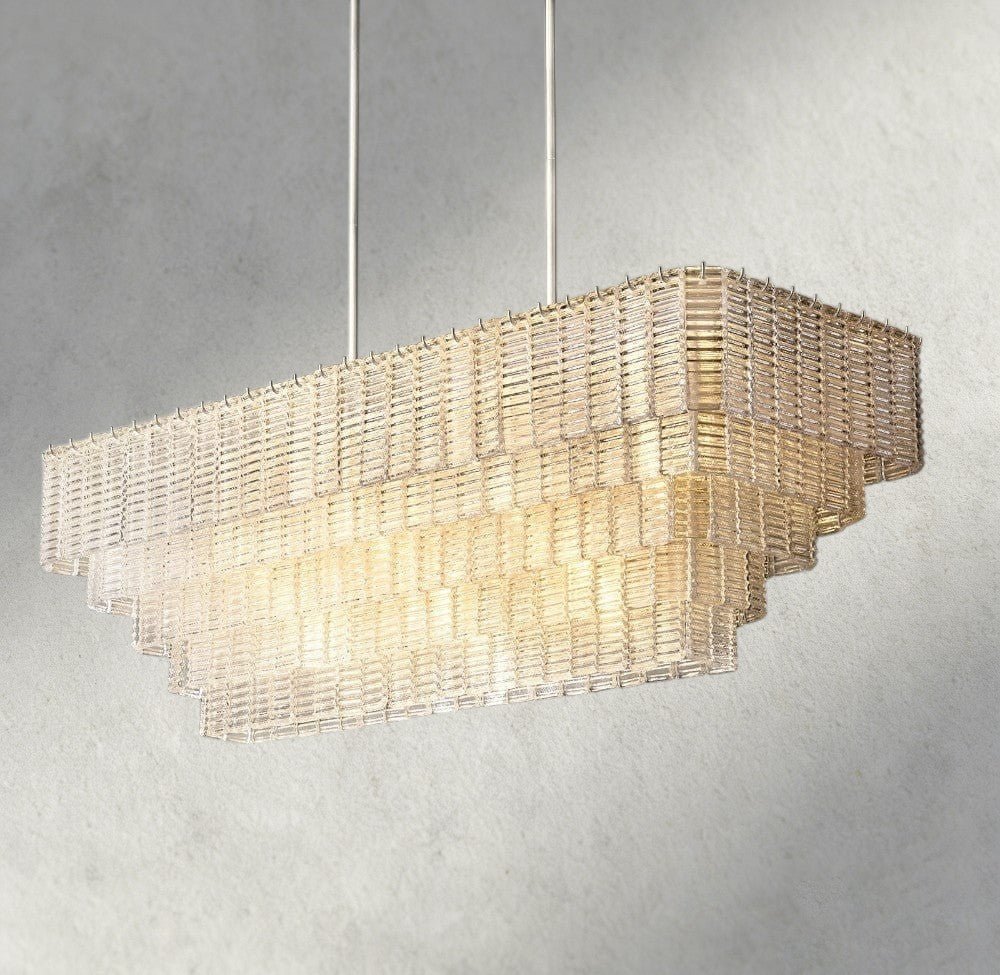 Siraue Clear Glass Rectangular Chandelier 59" - Cyran Lamps