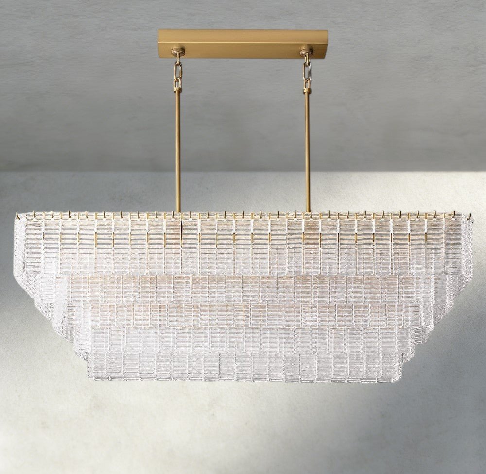 Siraue Clear Glass Rectangular Chandelier 59" - Cyran Lamps