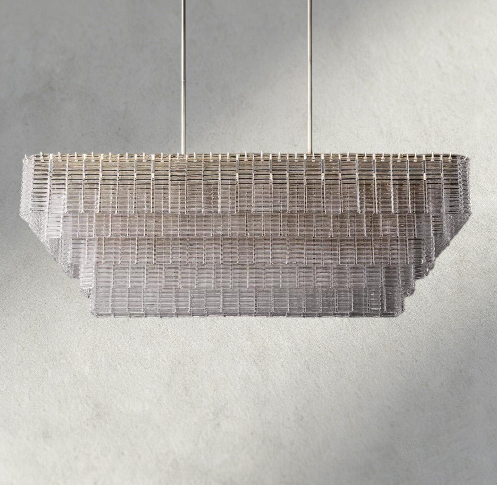 Siraue Clear Glass Rectangular Chandelier 59" - Cyran Lamps