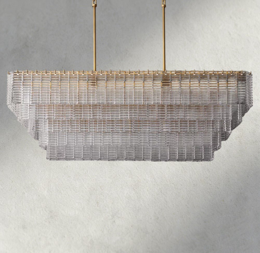 Siraue Clear Glass Rectangular Chandelier 59" - Cyran Lamps
