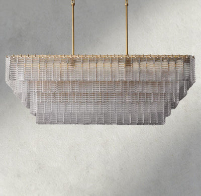 Siraue Clear Glass Rectangular Chandelier 59" - Cyran Lamps