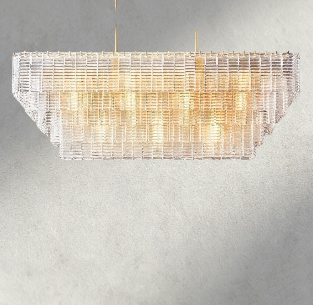 Siraue Clear Glass Rectangular Chandelier 59" - Cyran Lamps