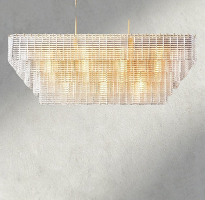 Siraue Clear Glass Rectangular Chandelier 59" - Cyran Lamps