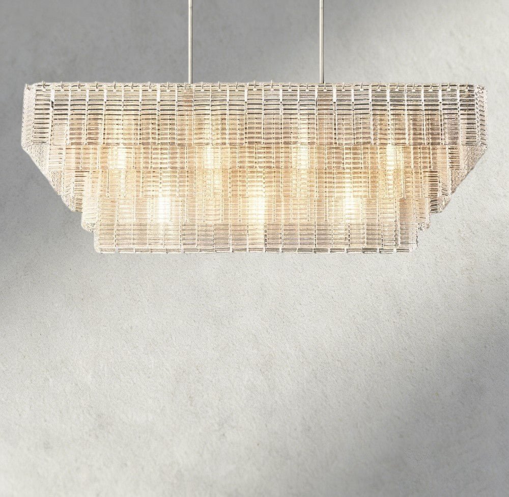Siraue Clear Glass Rectangular Chandelier 59" - Cyran Lamps