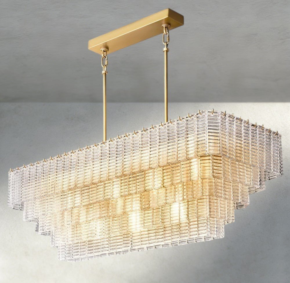 Siraue Clear Glass Rectangular Chandelier 59" - Cyran Lamps
