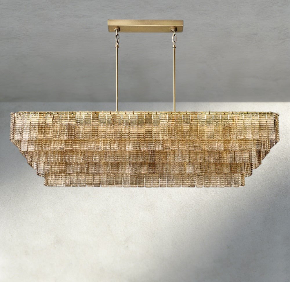 Siraue Smoke Glass Rectangular Chandelier 59", 77" - Cyran Lamps