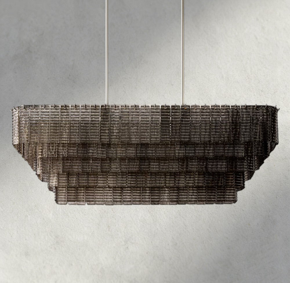 Siraue Smoke Glass Rectangular Chandelier 59", 77" - Cyran Lamps