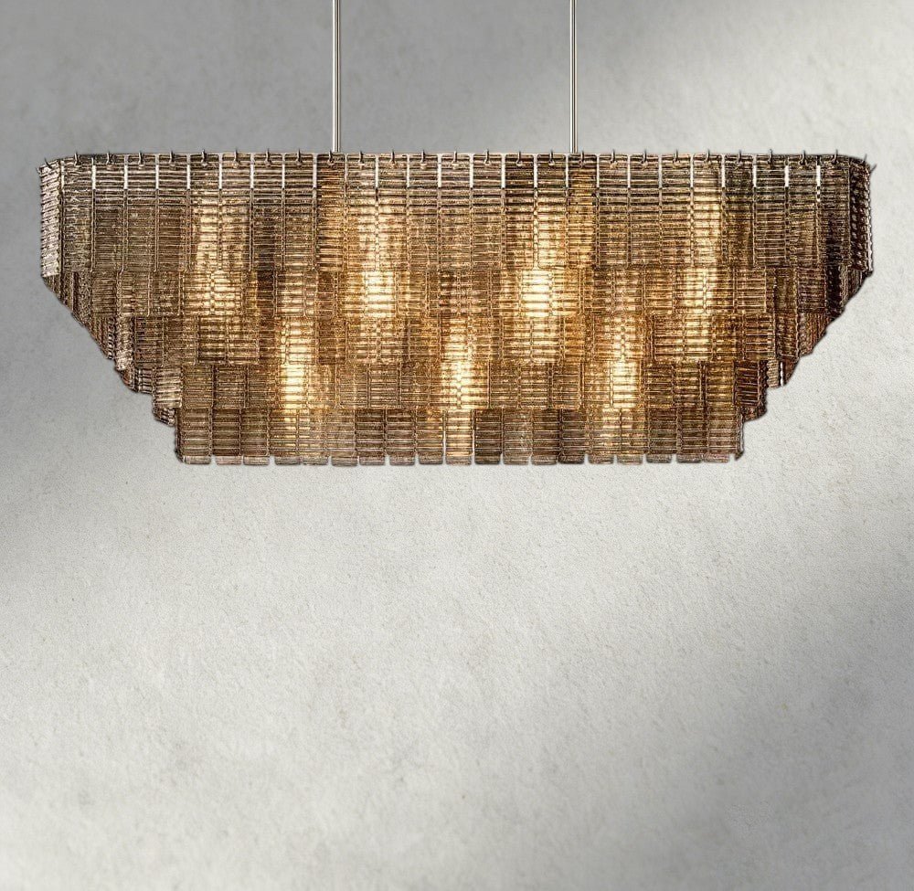 Siraue Smoke Glass Rectangular Chandelier 59", 77" - Cyran Lamps