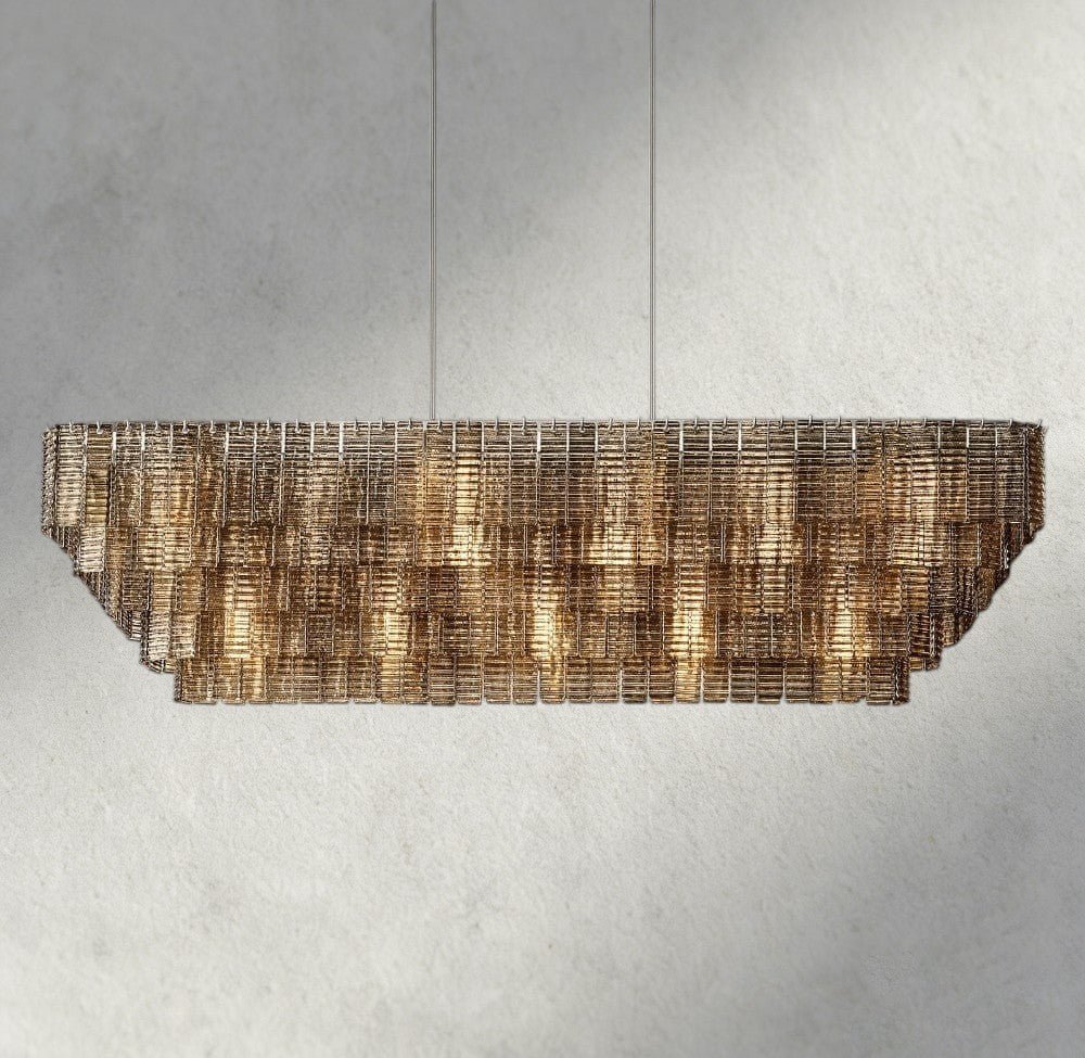 Siraue Smoke Glass Rectangular Chandelier 59", 77" - Cyran Lamps