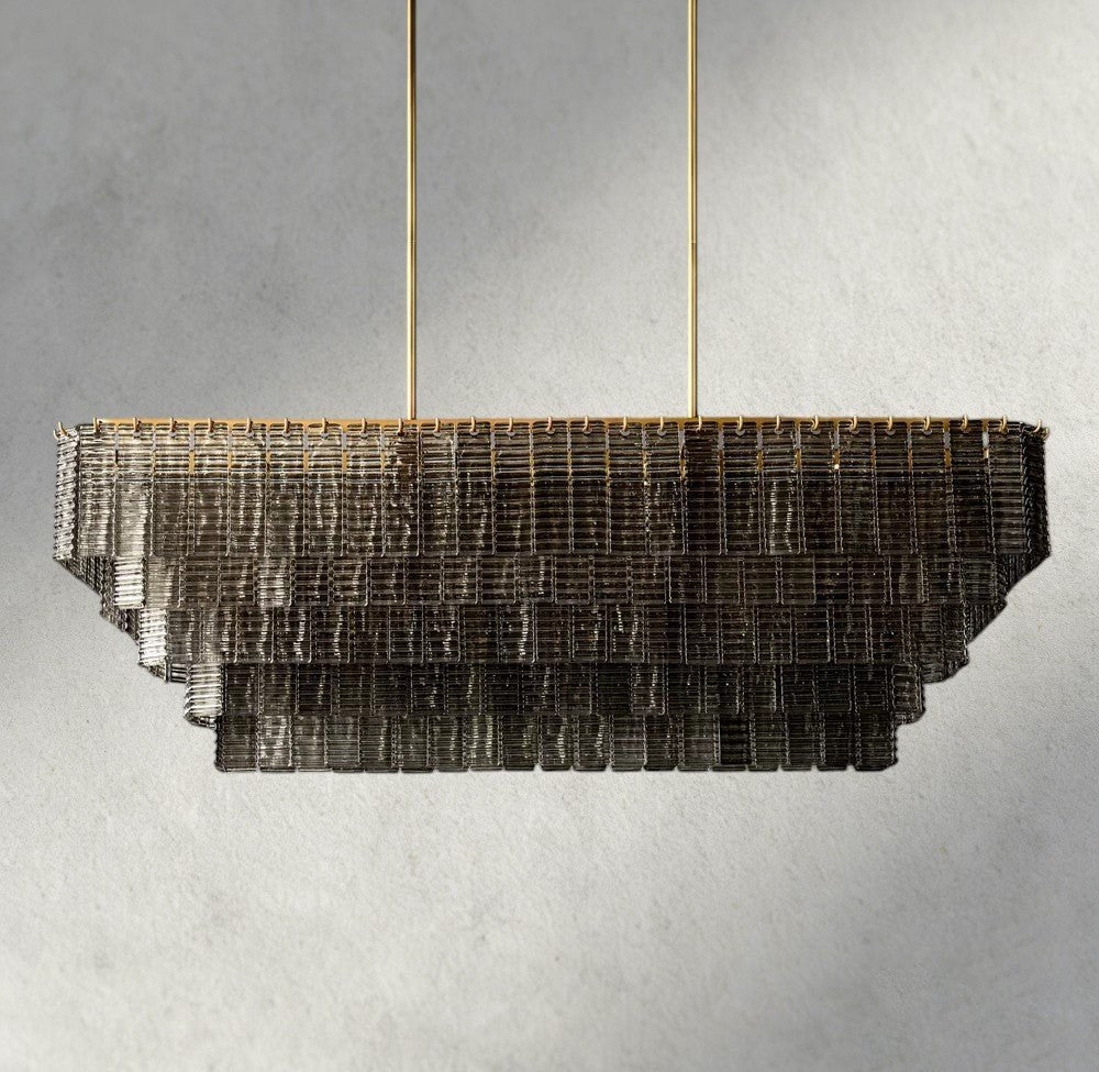 Siraue Smoke Glass Rectangular Chandelier 59", 77" - Cyran Lamps