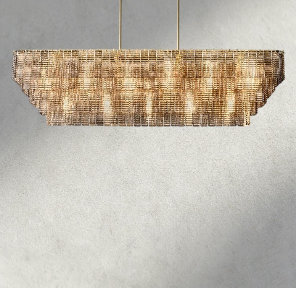 Siraue Smoke Glass Rectangular Chandelier 59", 77" - Cyran Lamps