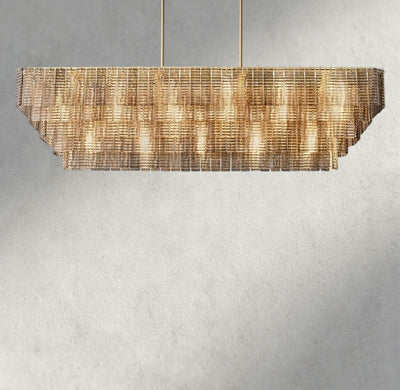 Siraue Smoke Glass Rectangular Chandelier 59", 77" - Cyran Lamps
