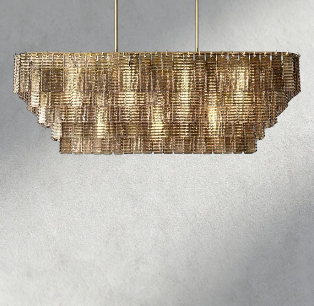 Siraue Smoke Glass Rectangular Chandelier 59", 77" - Cyran Lamps