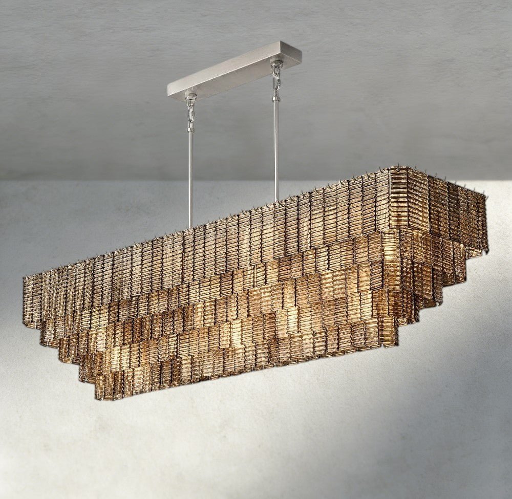 Siraue Smoke Glass Rectangular Chandelier 59", 77" - Cyran Lamps