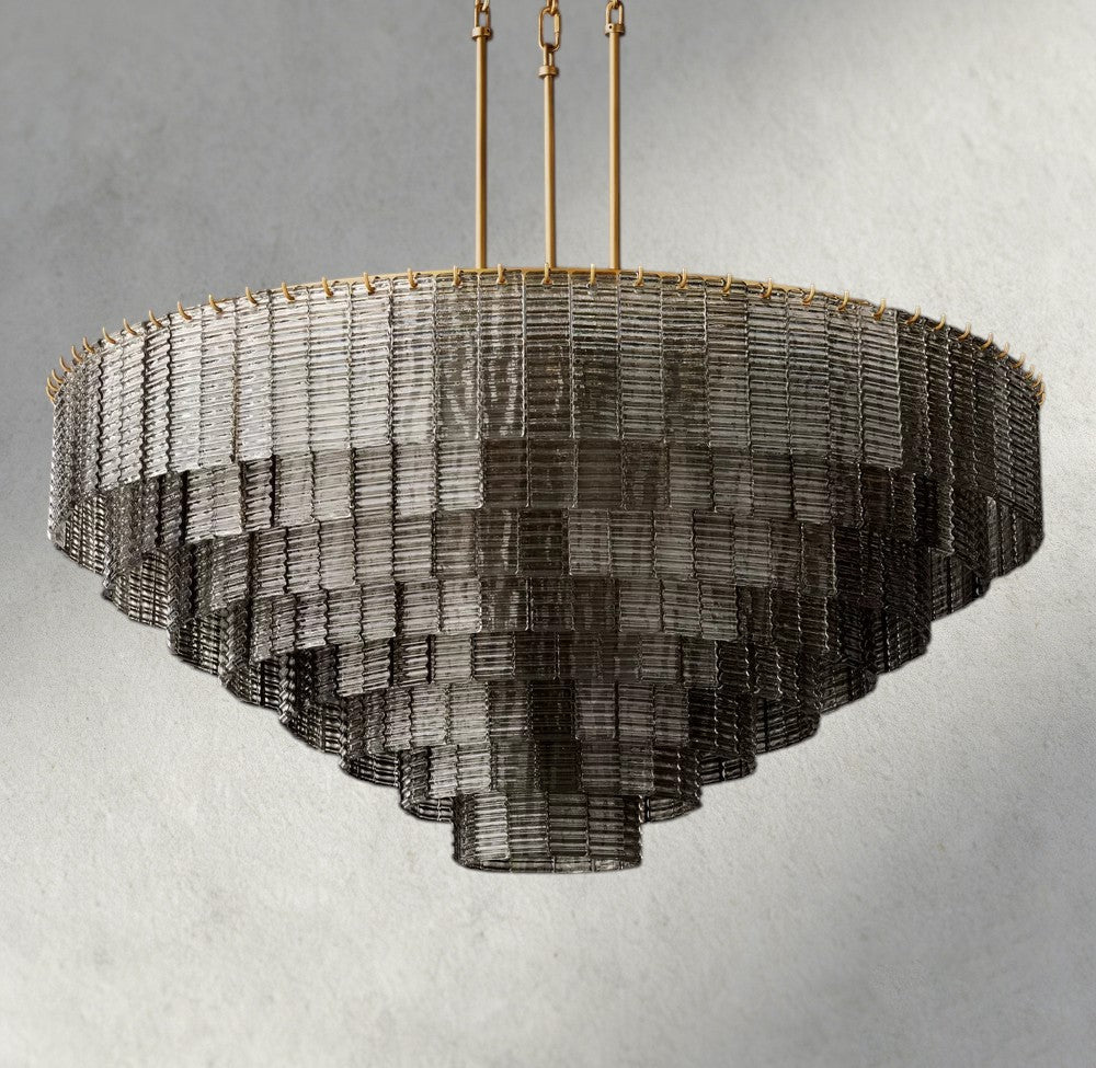 Siraue Smoke Glass Round Chandelier 41", 52", 65" - Cyran Lamps