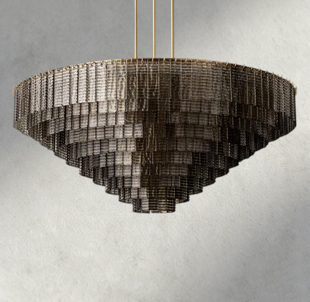 Siraue Smoke Glass Round Chandelier 41", 52", 65" - Cyran Lamps