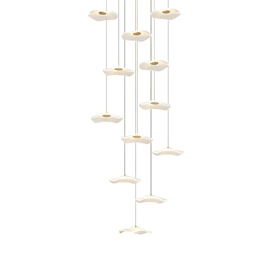 Small Acrylic Lotus Leaves LED Creative Modern Staircase Chandelier - Cyran Lamps
