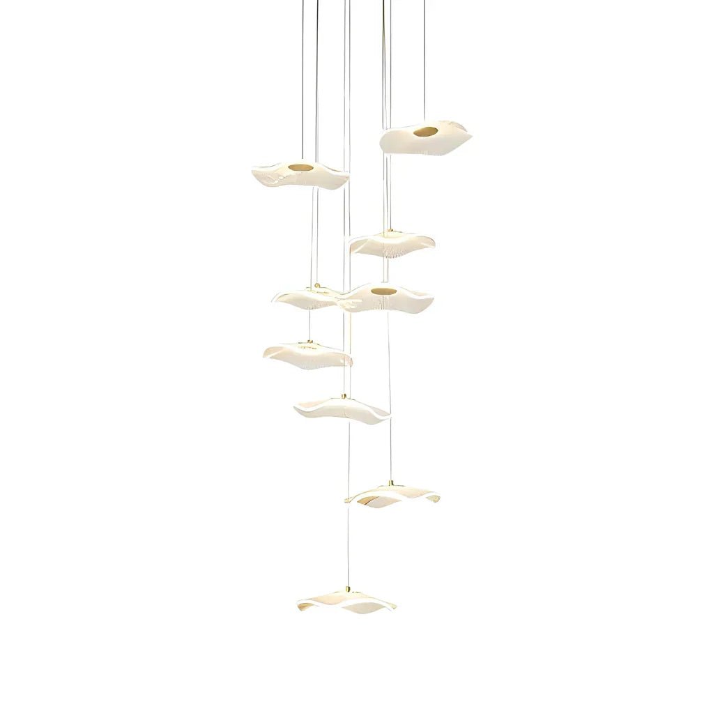 Small Acrylic Lotus Leaves LED Creative Modern Staircase Chandelier - Cyran Lamps