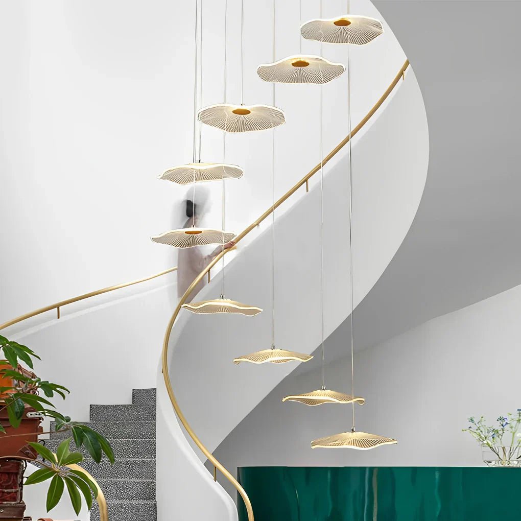 Small Acrylic Lotus Leaves LED Creative Modern Staircase Chandelier - Cyran Lamps