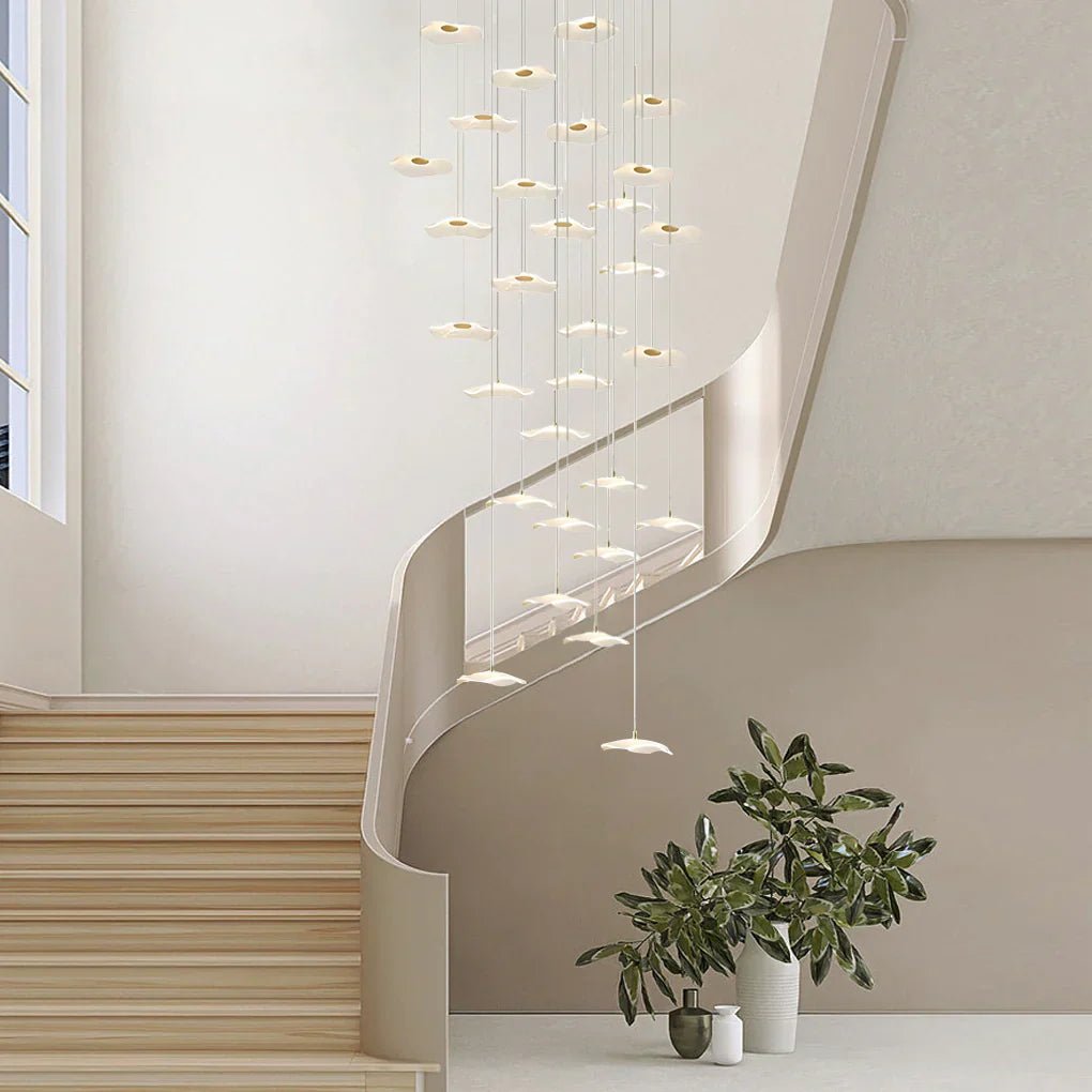 Small Acrylic Lotus Leaves LED Creative Modern Staircase Chandelier - Cyran Lamps
