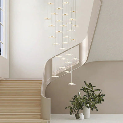 Small Acrylic Lotus Leaves LED Creative Modern Staircase Chandelier - Cyran Lamps