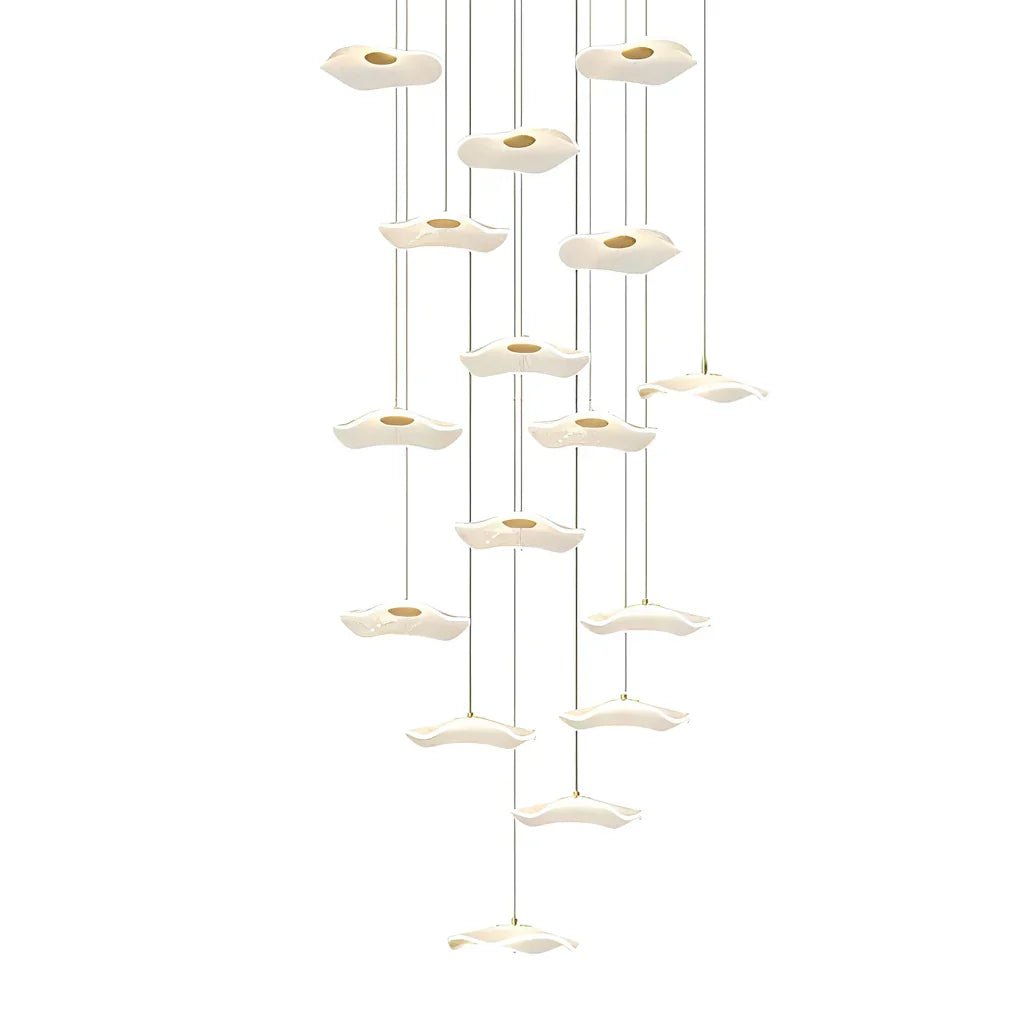 Small Acrylic Lotus Leaves LED Creative Modern Staircase Chandelier - Cyran Lamps