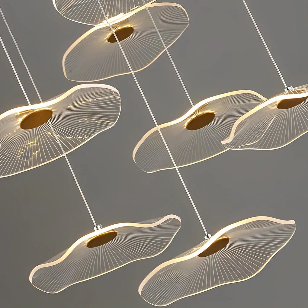 Small Acrylic Lotus Leaves LED Creative Modern Staircase Chandelier - Cyran Lamps