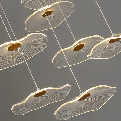 Small Acrylic Lotus Leaves LED Creative Modern Staircase Chandelier - Cyran Lamps