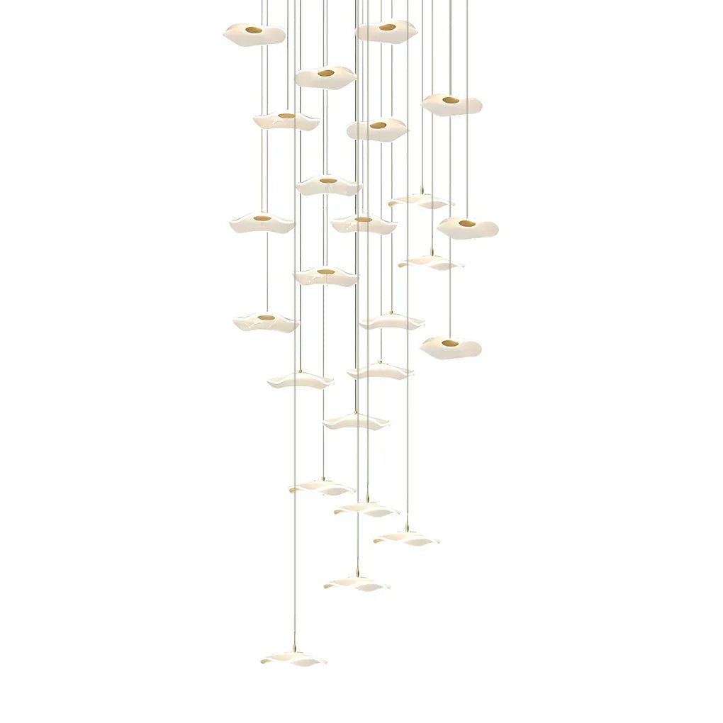 Small Acrylic Lotus Leaves LED Creative Modern Staircase Chandelier - Cyran Lamps