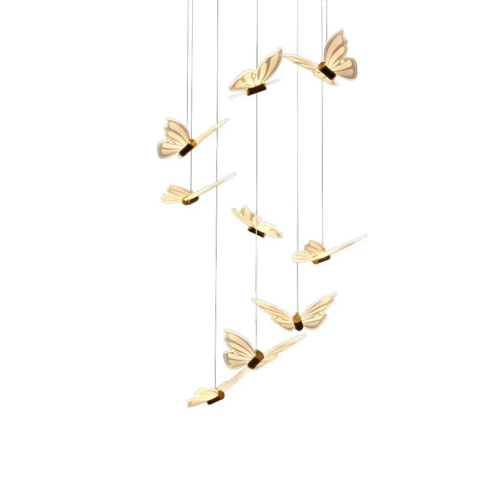 Small Butterflies Creative Three Step Dimming Modern Long Chandelier - Cyran Lamps