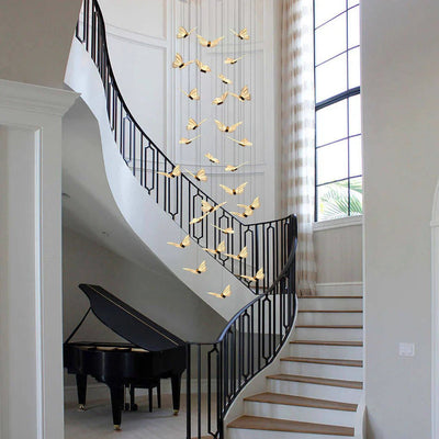 Small Butterflies Creative Three Step Dimming Modern Long Chandelier - Cyran Lamps