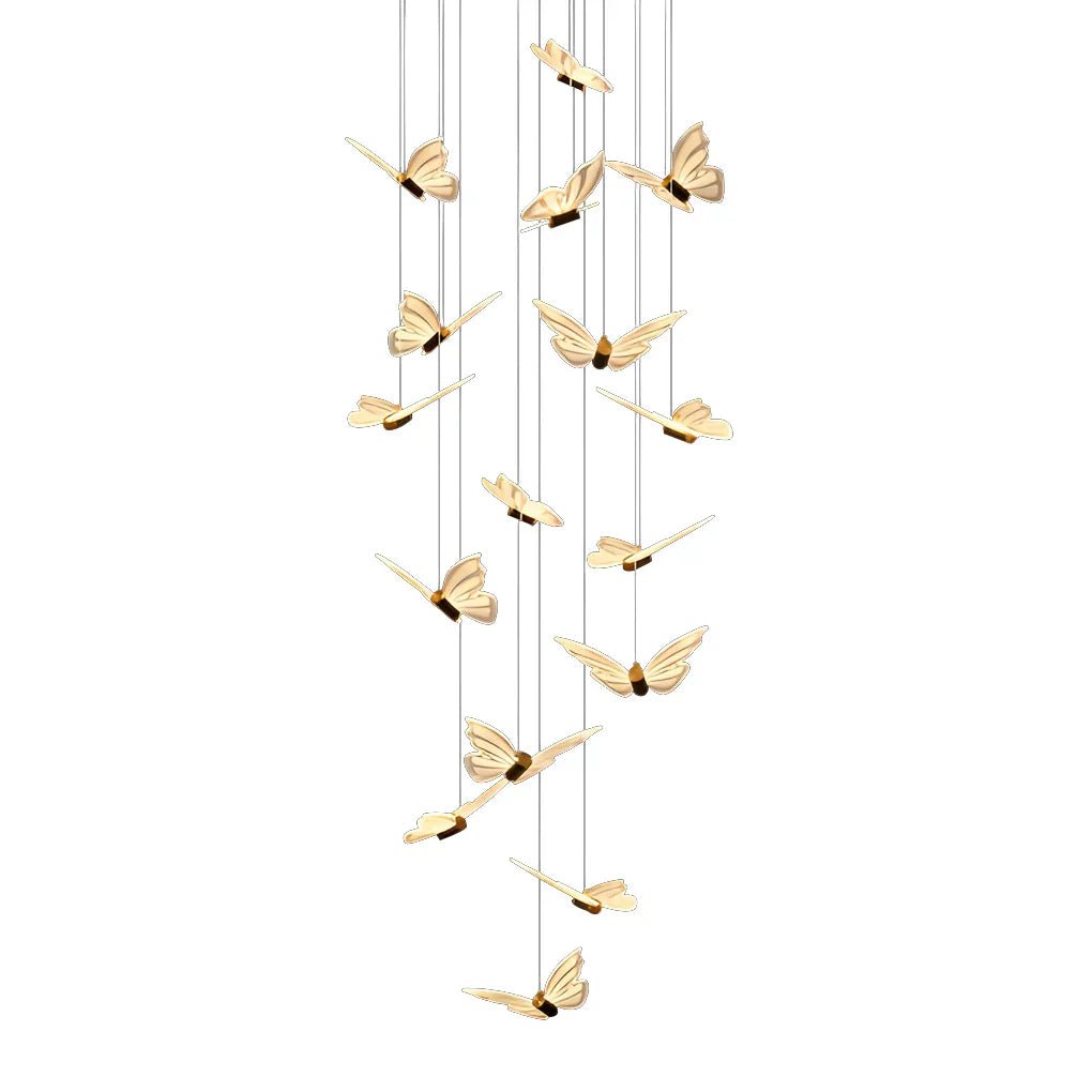 Small Butterflies Creative Three Step Dimming Modern Long Chandelier - Cyran Lamps
