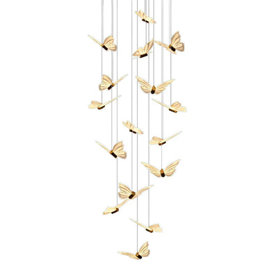 Small Butterflies Creative Three Step Dimming Modern Long Chandelier - Cyran Lamps