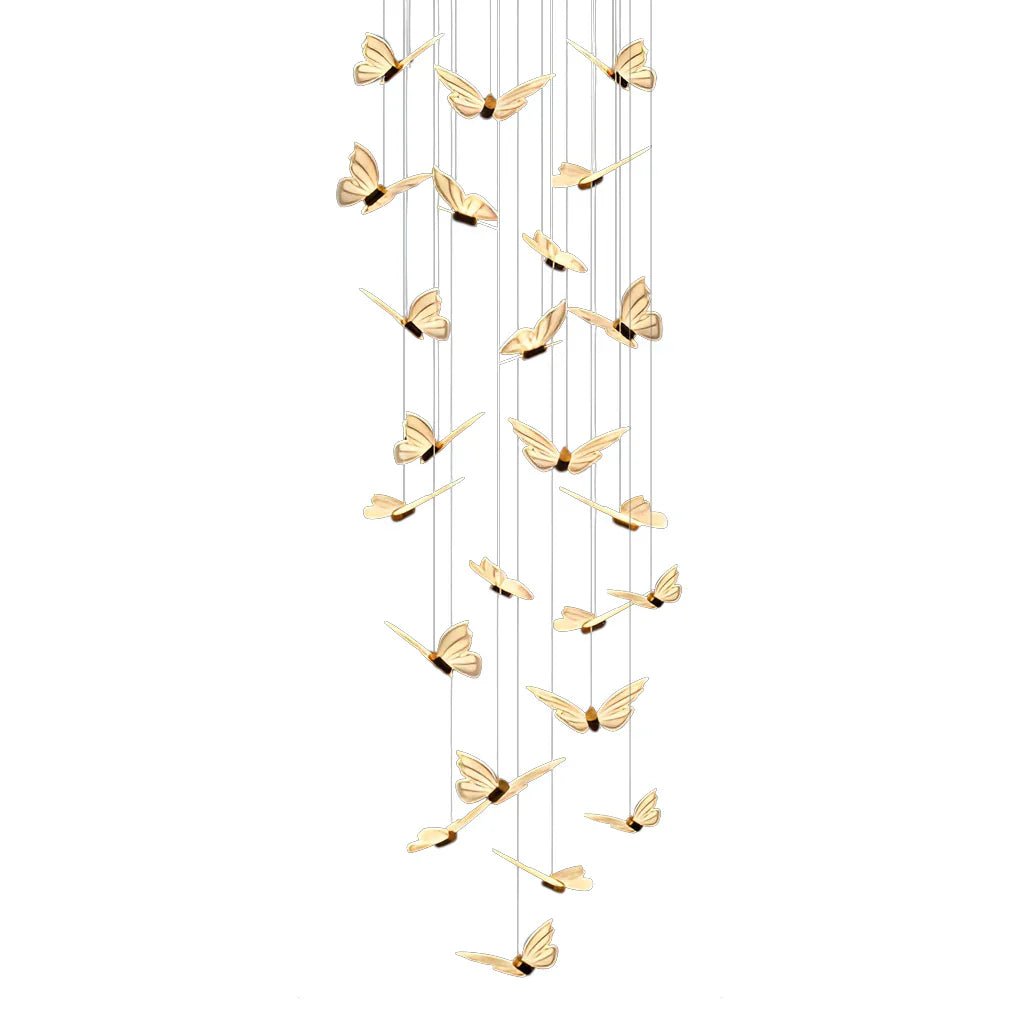 Small Butterflies Creative Three Step Dimming Modern Long Chandelier - Cyran Lamps