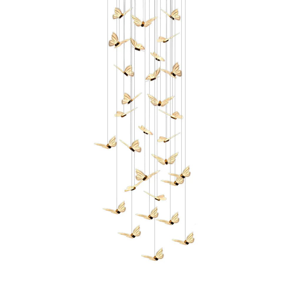 Small Butterflies Creative Three Step Dimming Modern Long Chandelier - Cyran Lamps