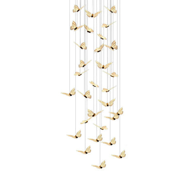 Small Butterflies Creative Three Step Dimming Modern Long Chandelier - Cyran Lamps
