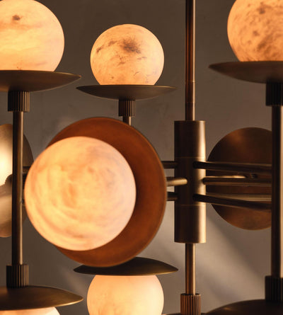 Snowflake Alabaster Orb Chandelier - ∅ 15″ x H 59″Bronze & WhiteCyranlamps