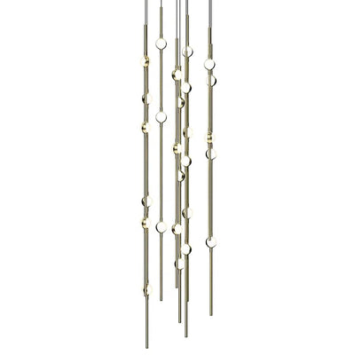 Sonne Constellation 12" Wide Chandelier 26 Light Satin Brass - Cyran Lamps