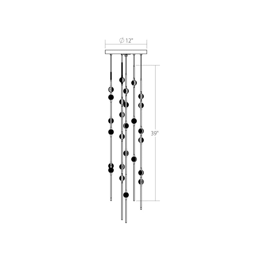 Sonne Constellation 12" Wide Chandelier 26 Light Satin Brass - Cyran Lamps