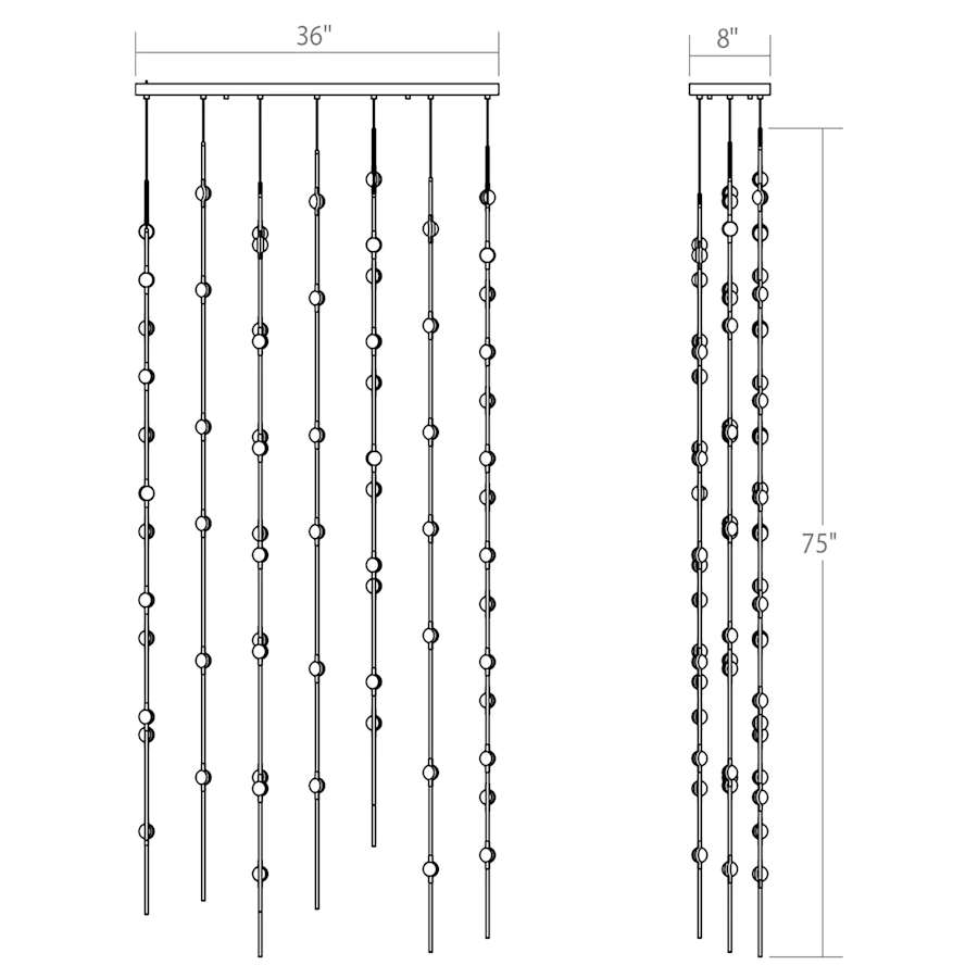Sonne Constellation 36in Wide Beaded LED Chandelier Satin Nickel - Cyran Lamps