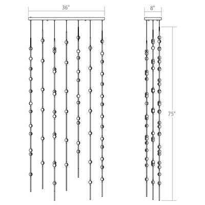 Sonne Constellation 36in Wide Linear Chandelier Satin Brass - Cyran Lamps