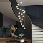 Spiral Pineapple Multi Glass Ball Staircase Chandelier - Cyran Lamps