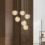 Spiral Pineapple Multi Glass Ball Staircase Chandelier - Cyran Lamps