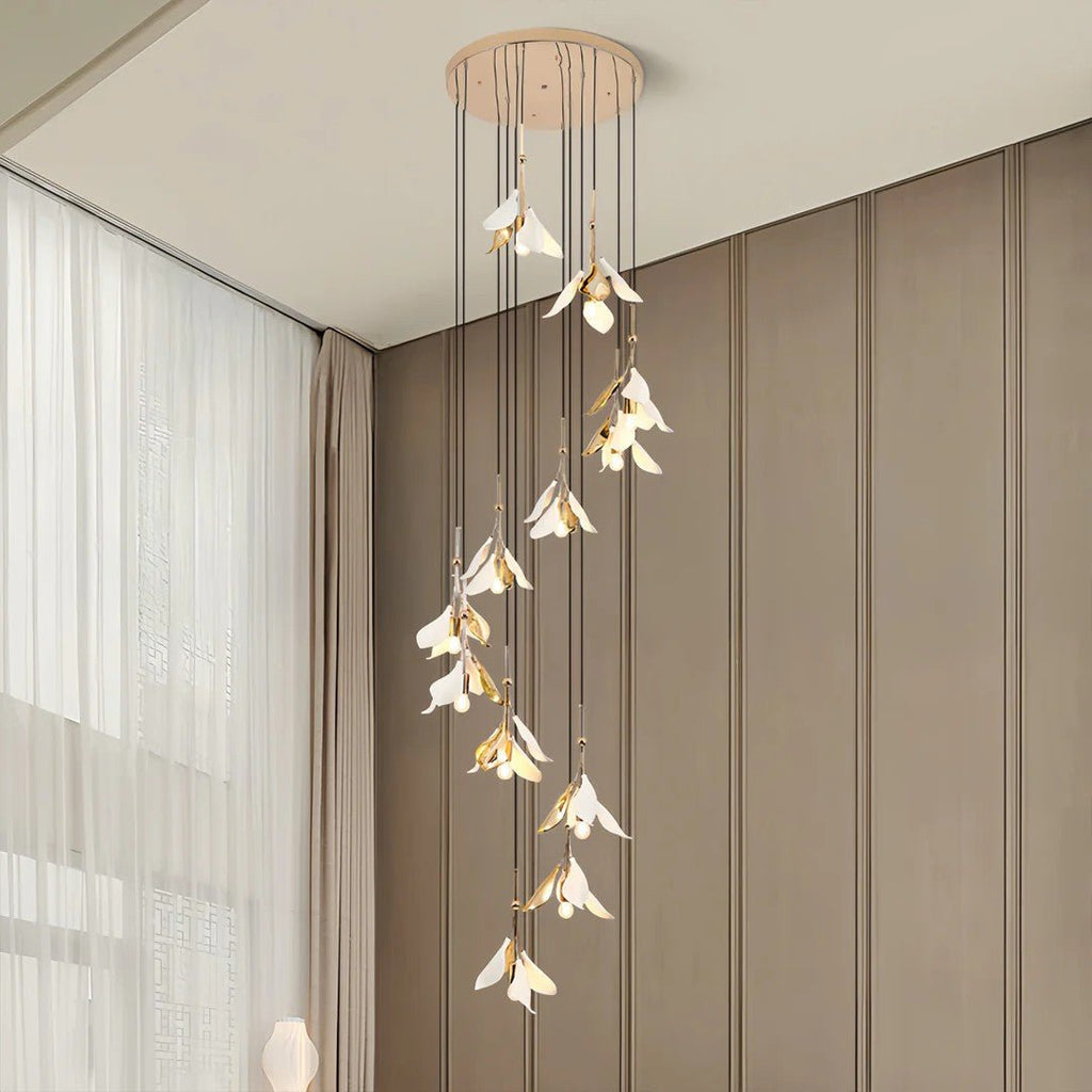 Staircase Chandelier Ideas Art Ceramic Flower Ceiling Light - Cyran Lamps